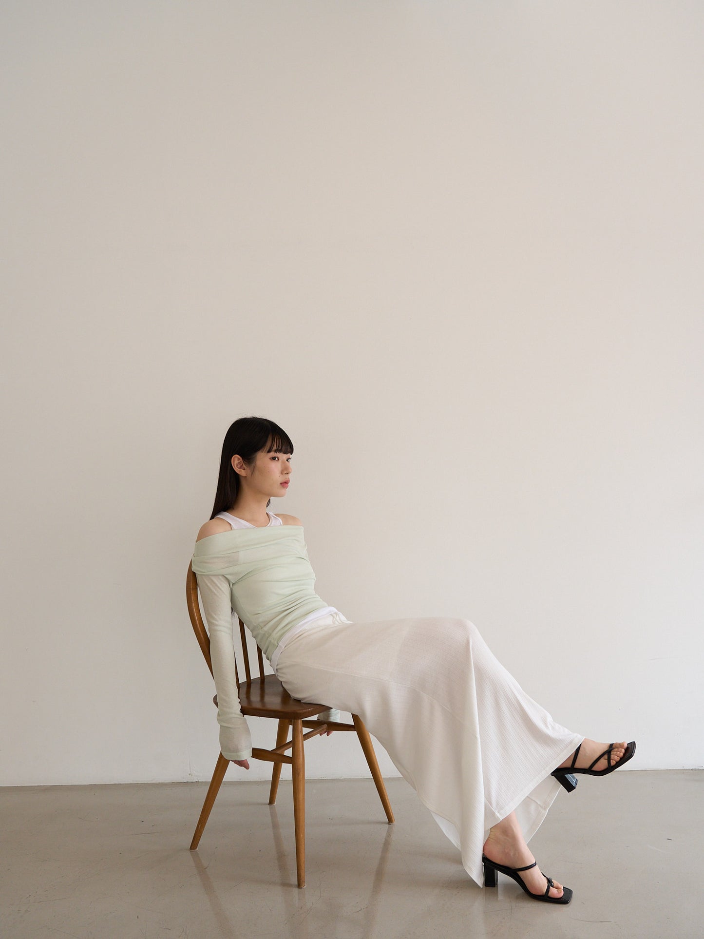 rib sheer long skirt