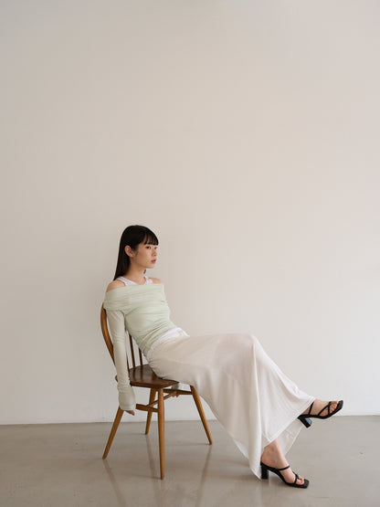rib sheer long skirt