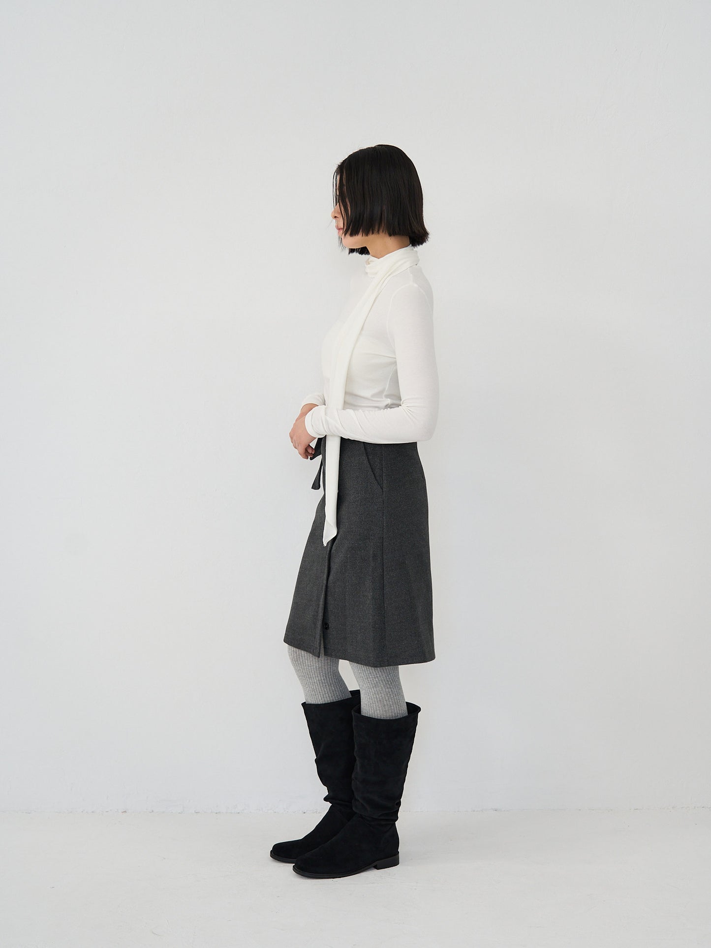 pocket wool midi skirt