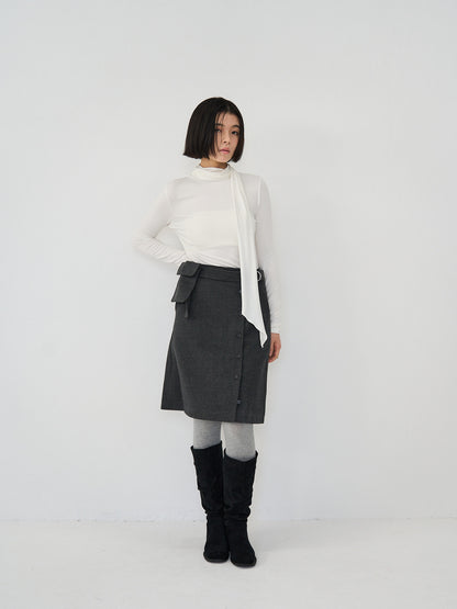 pocket wool midi skirt