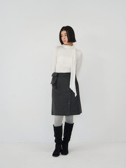 pocket wool midi skirt
