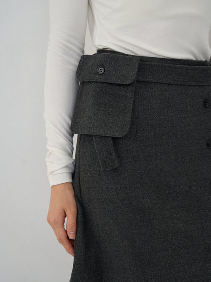 pocket wool midi skirt