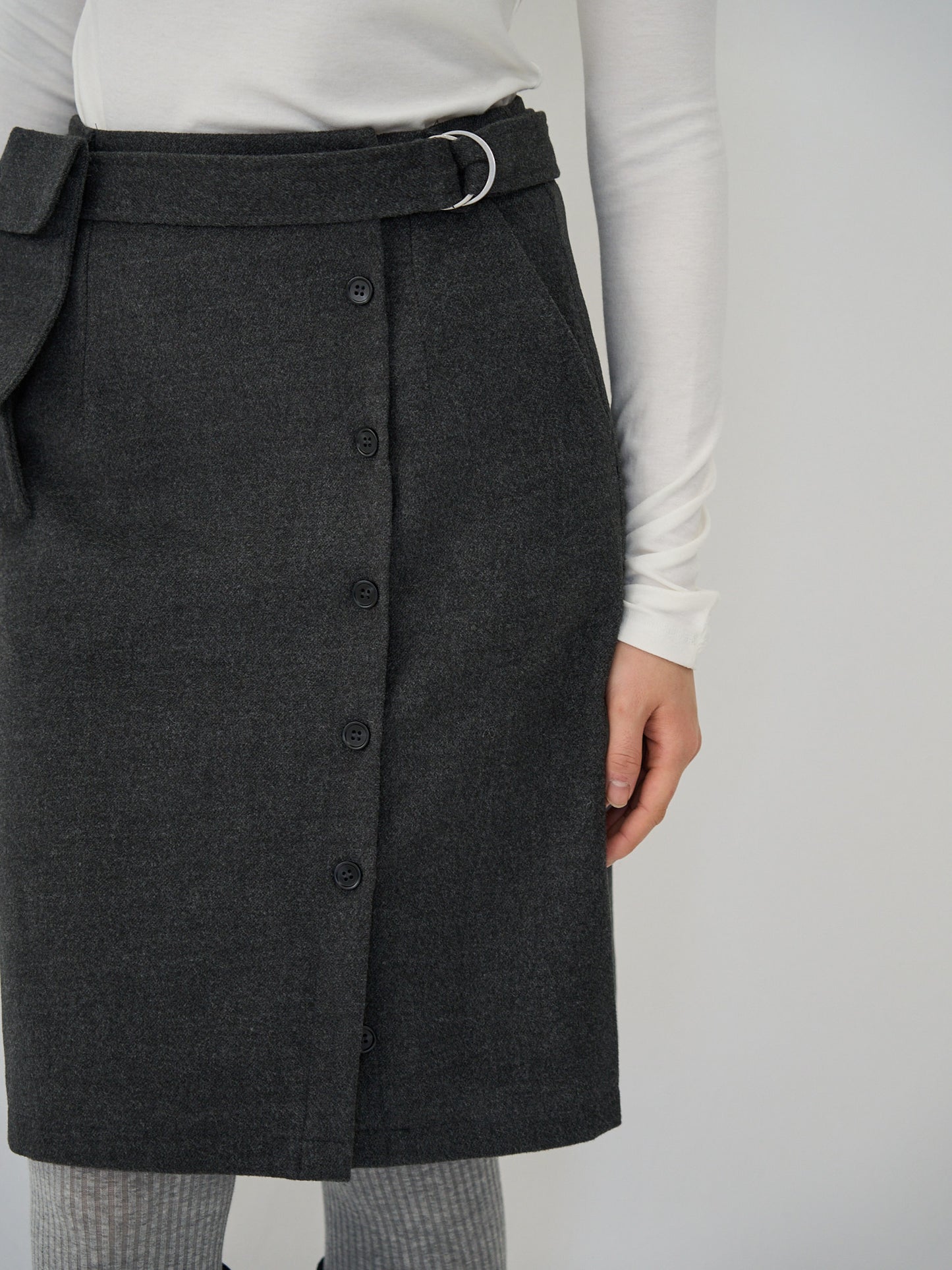 pocket wool midi skirt