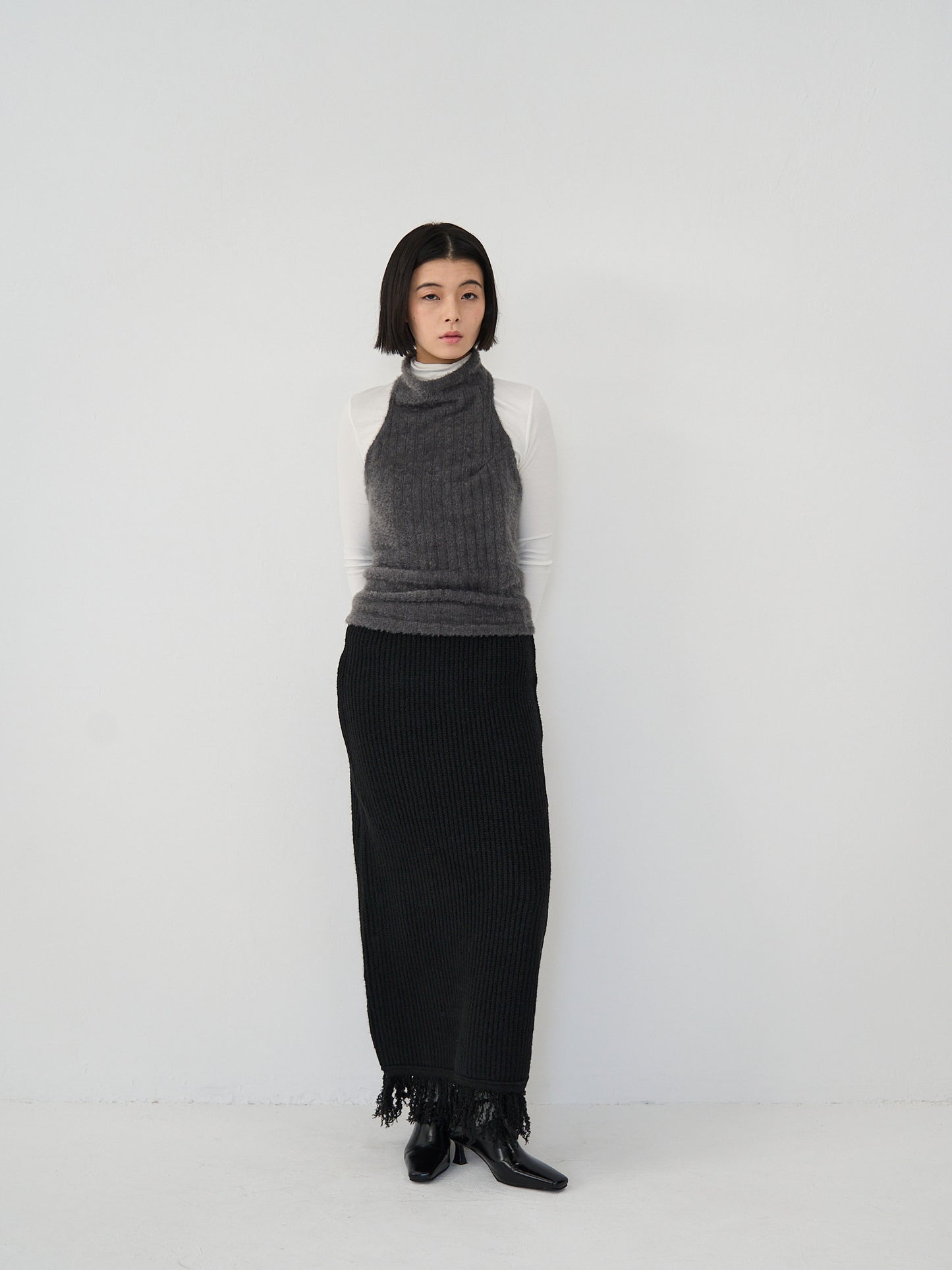 fringe knit skirt