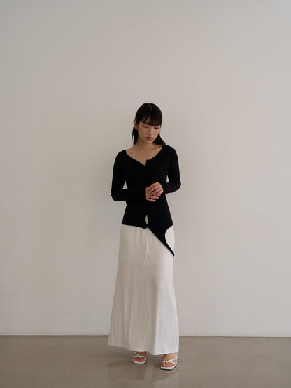 curved hem button top