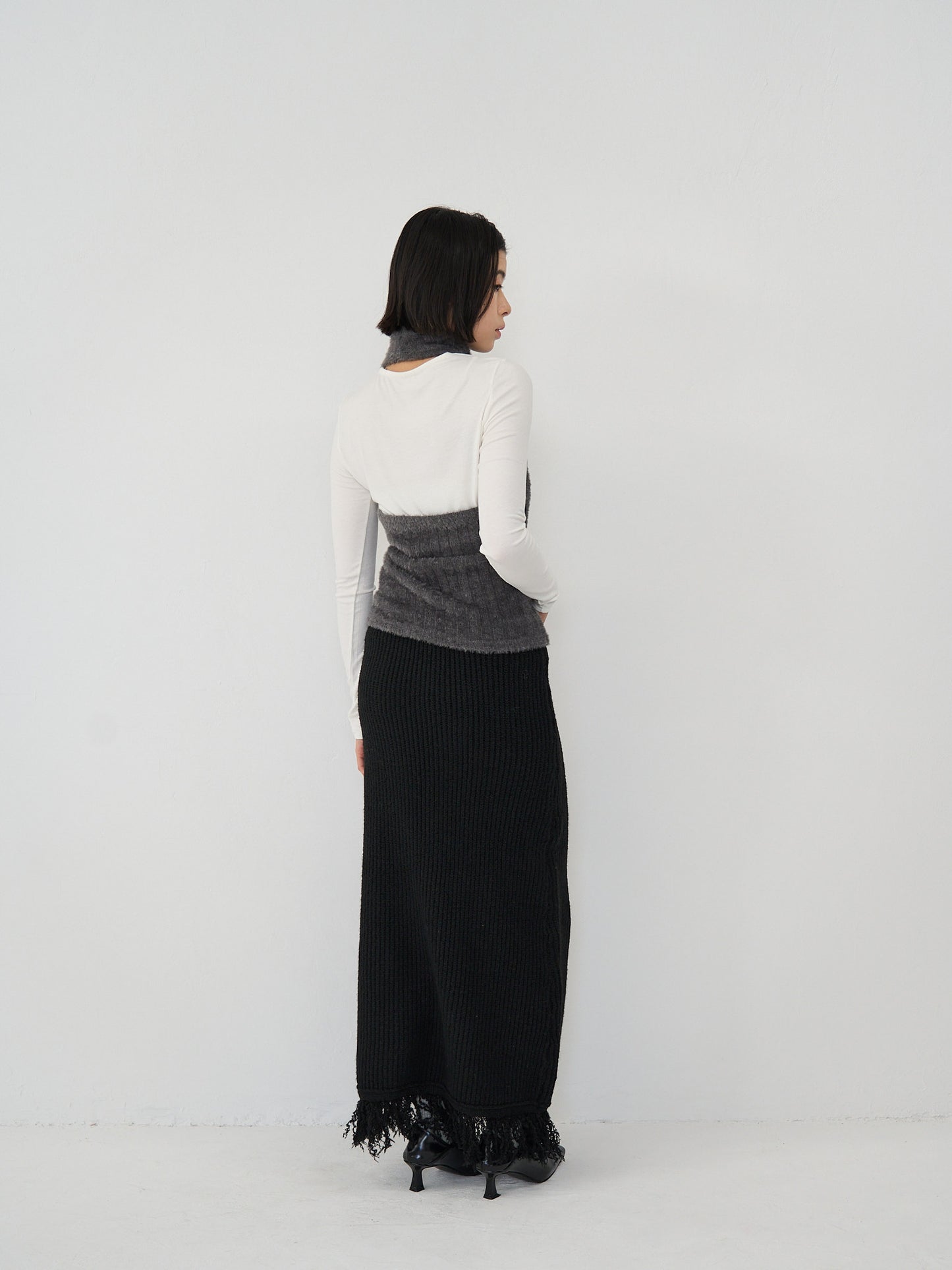 fringe knit skirt