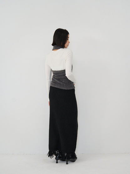 fringe knit skirt