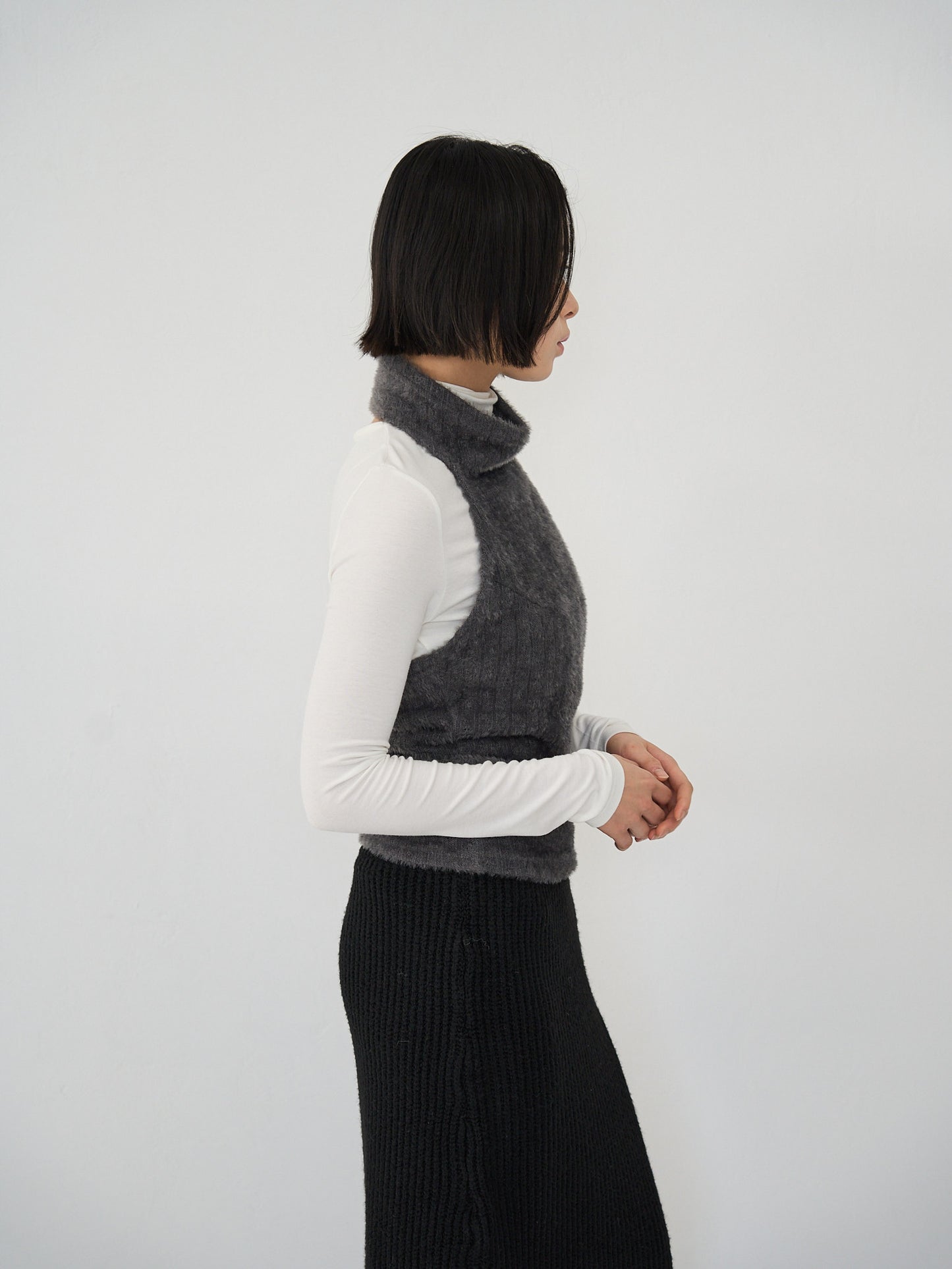 fuzzy mock neck top