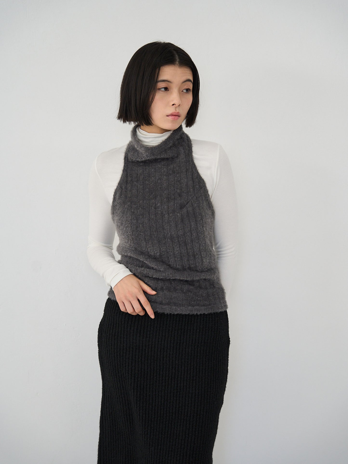 fuzzy mock neck top