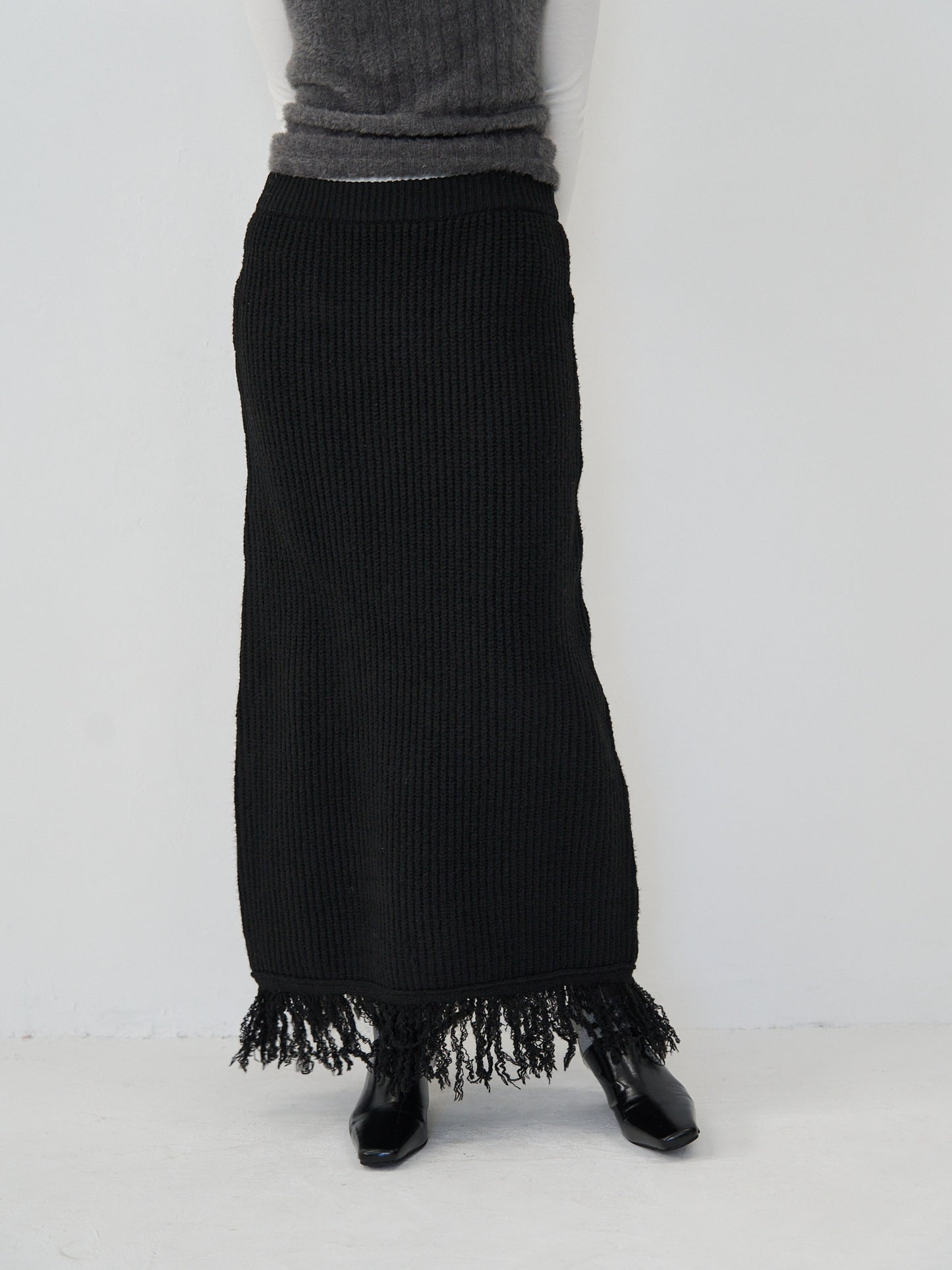 fringe knit skirt