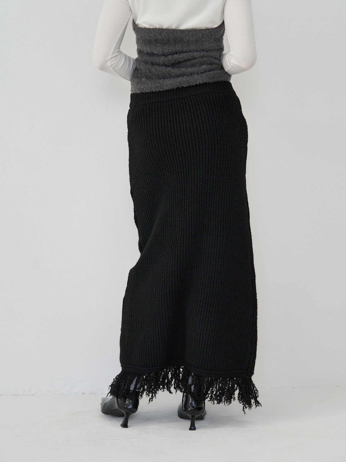 fringe knit skirt