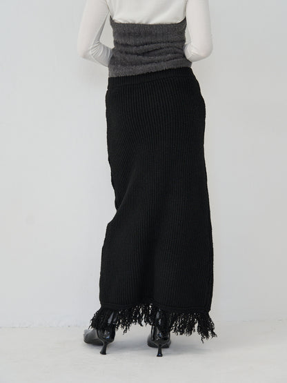 fringe knit skirt