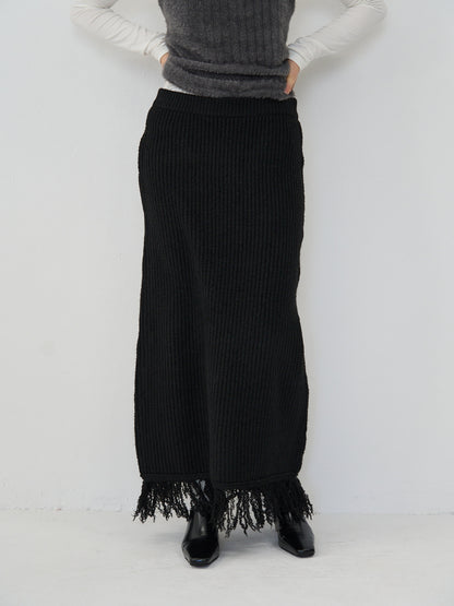 fringe knit skirt