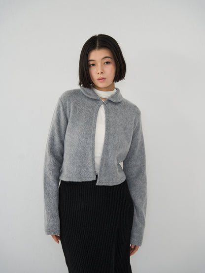 fuzzy cropped cardigan