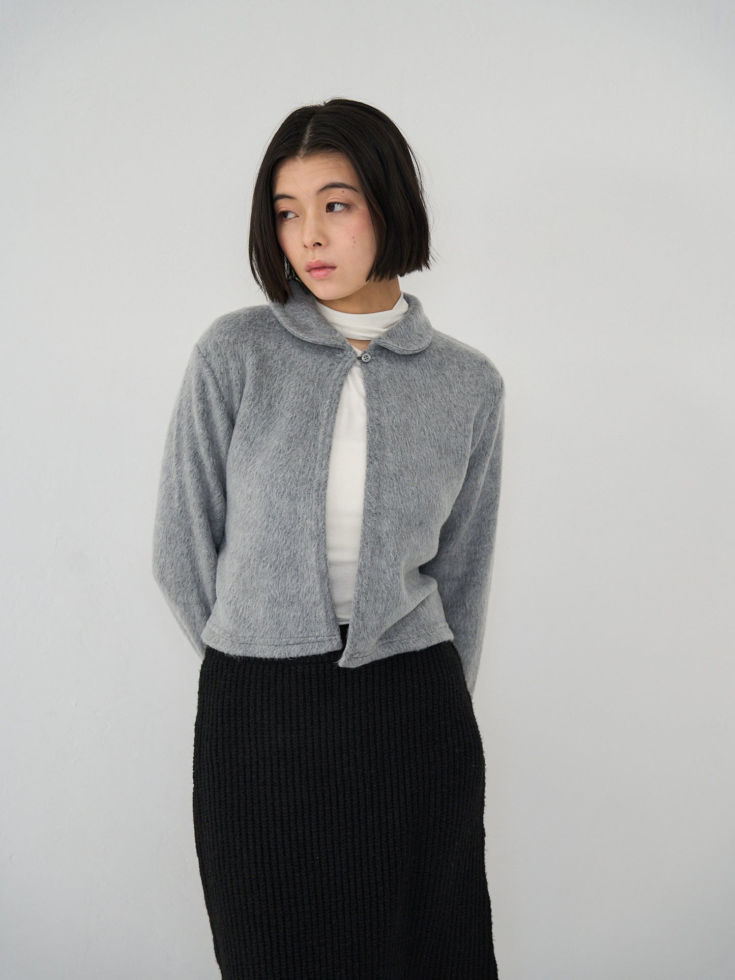 fuzzy cropped cardigan