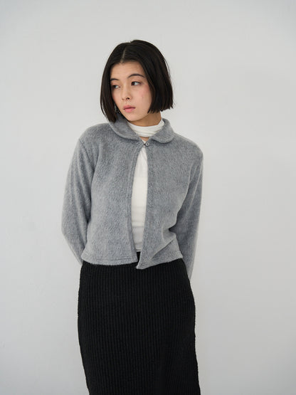 fuzzy cropped cardigan