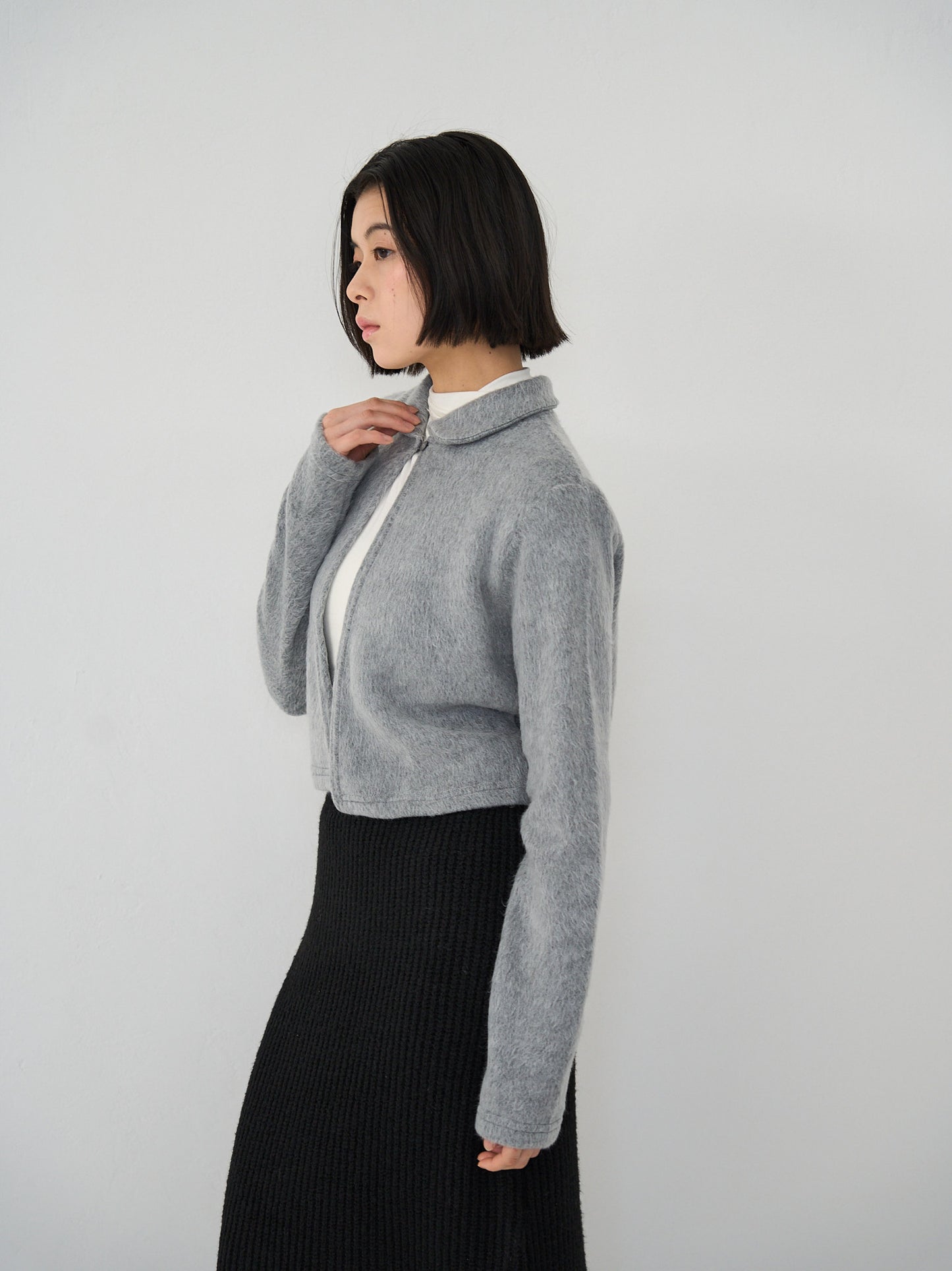 fuzzy cropped cardigan