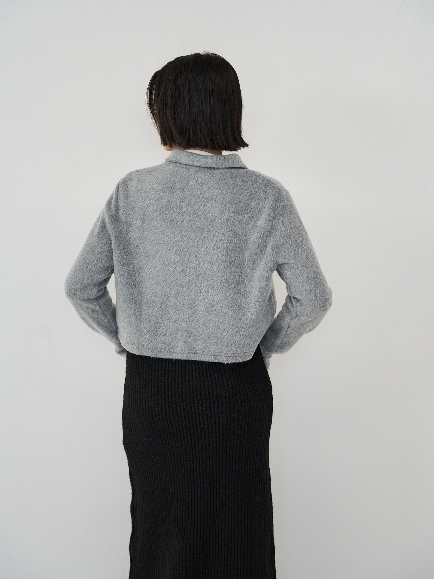 fuzzy cropped cardigan