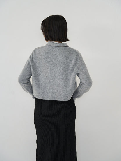 fuzzy cropped cardigan
