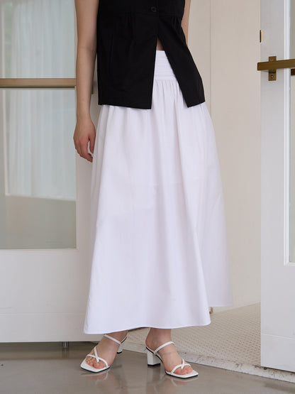 shirred flare skirt