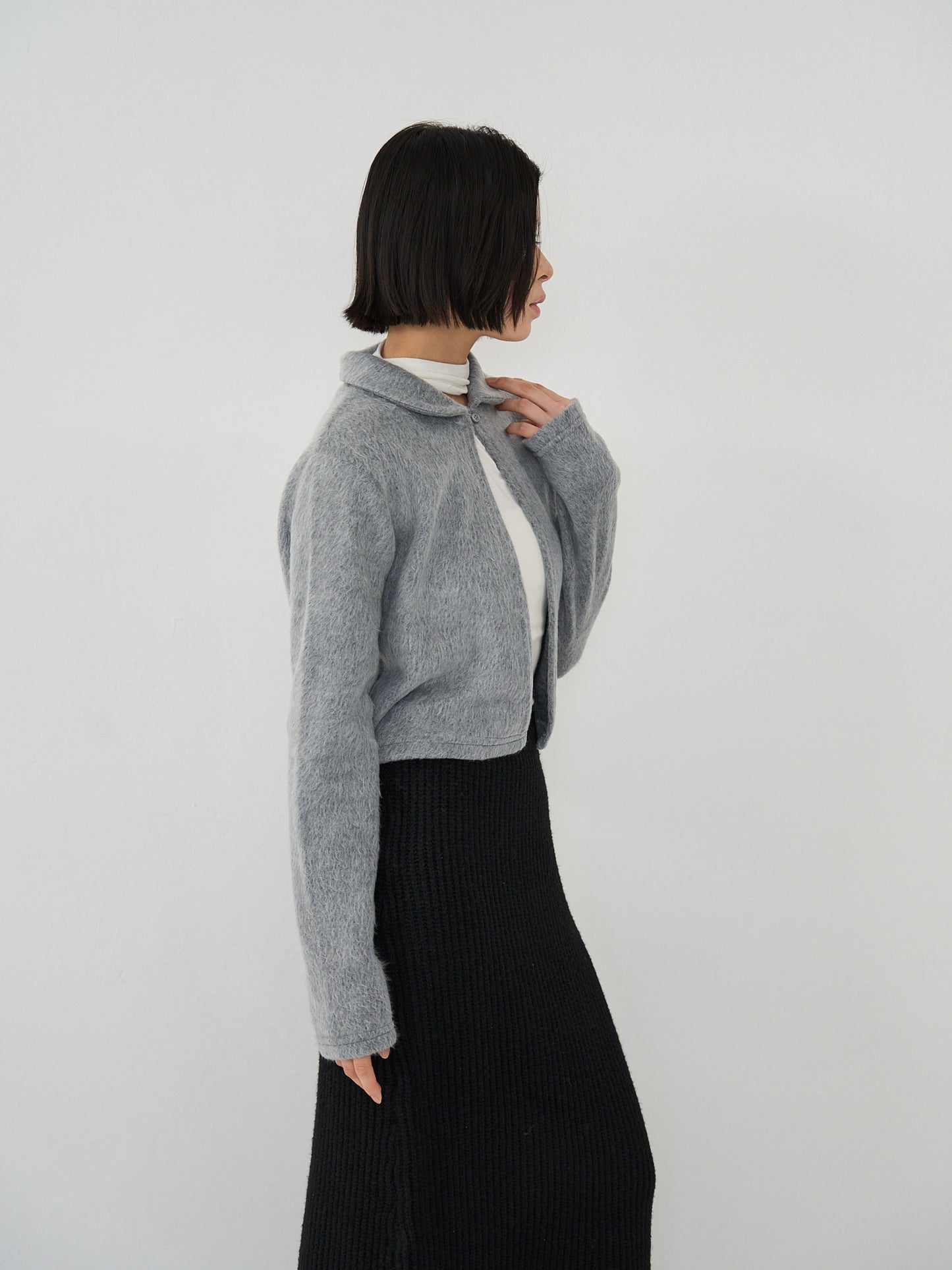 fuzzy cropped cardigan