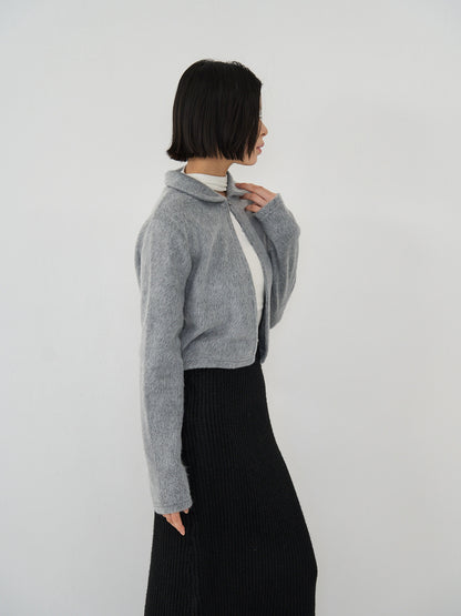 fuzzy cropped cardigan