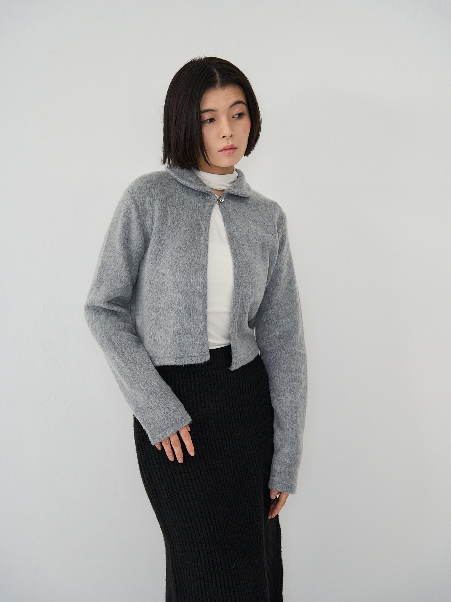 fuzzy cropped cardigan