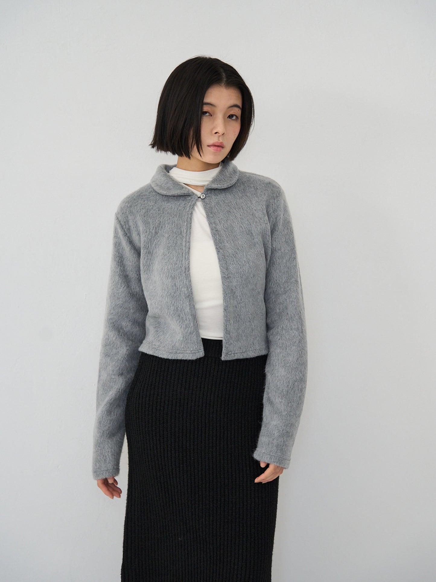 fuzzy cropped cardigan