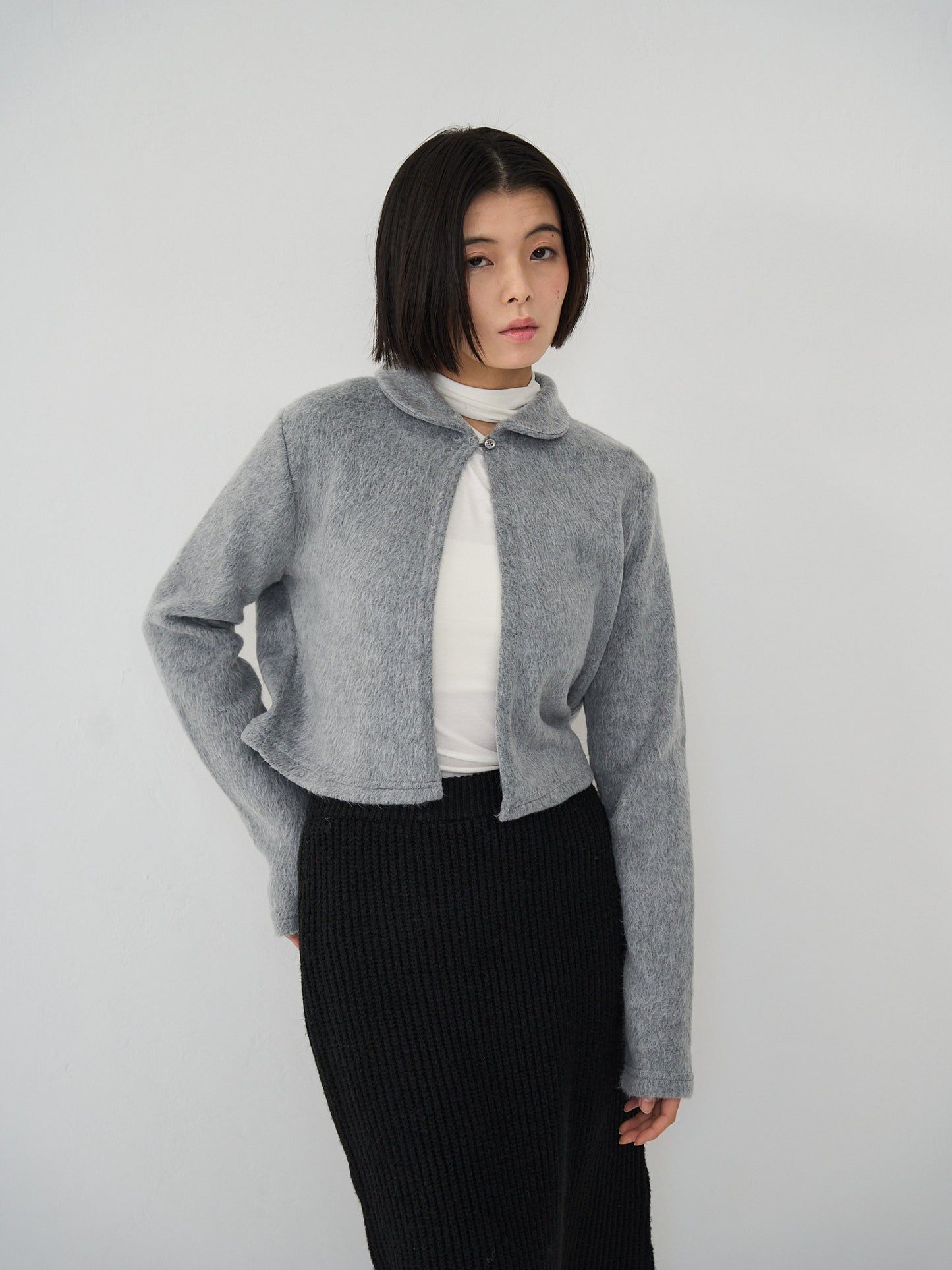 fuzzy cropped cardigan
