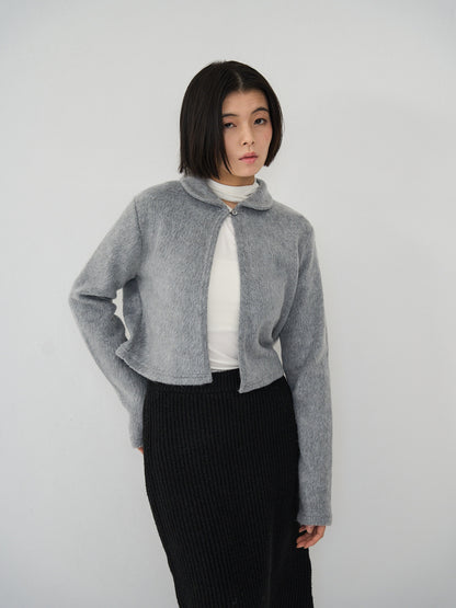fuzzy cropped cardigan