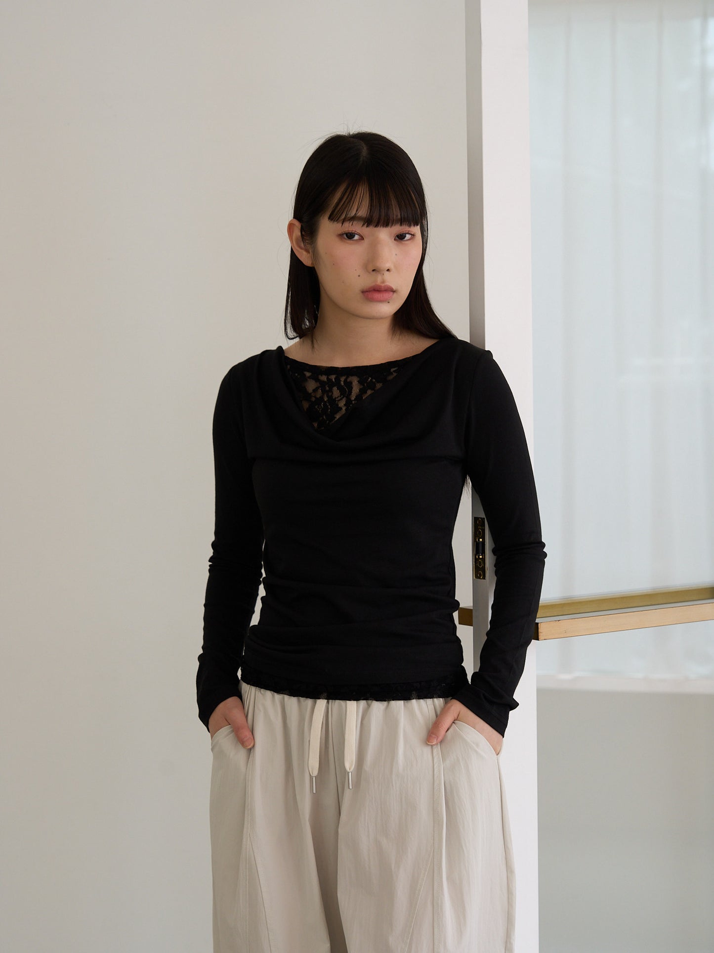 lace drape top