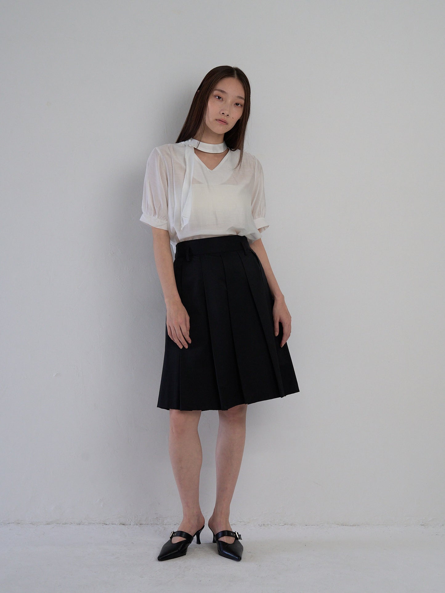 sheer tie blouse