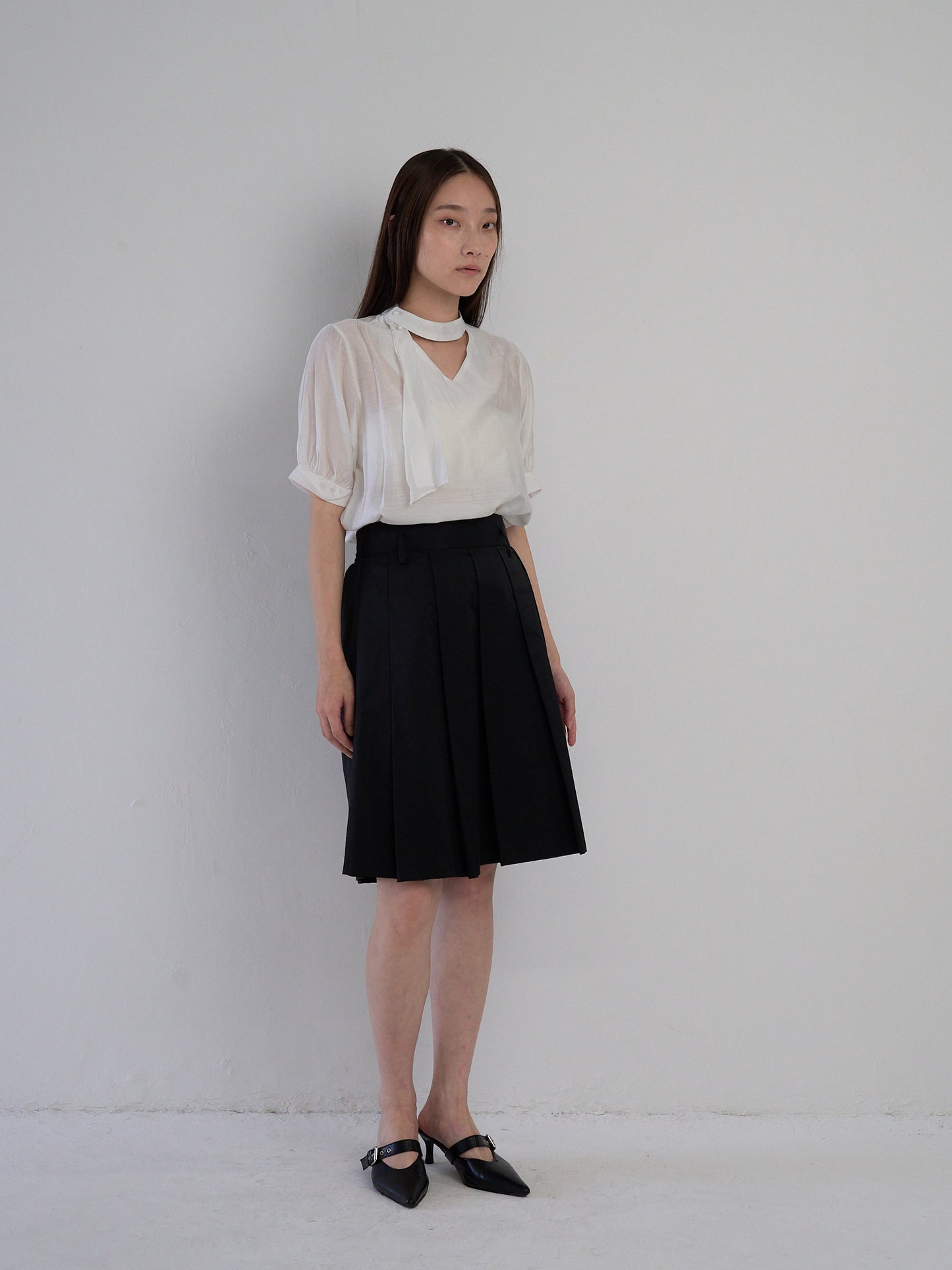 sheer tie blouse