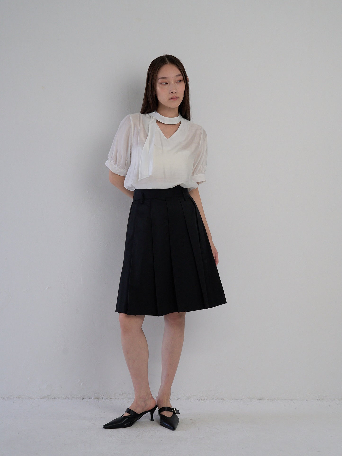 sheer tie blouse