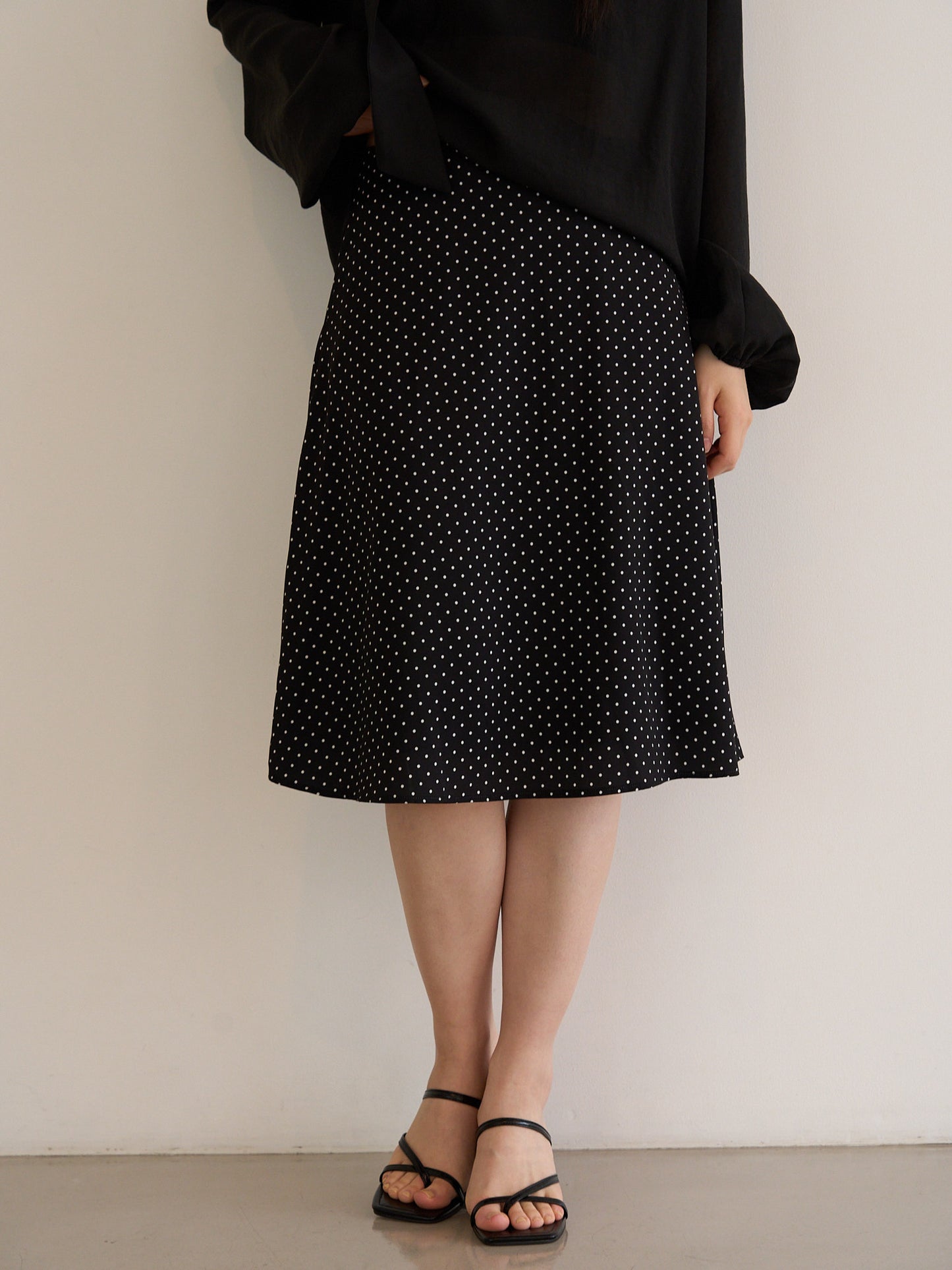 dot midi skirt