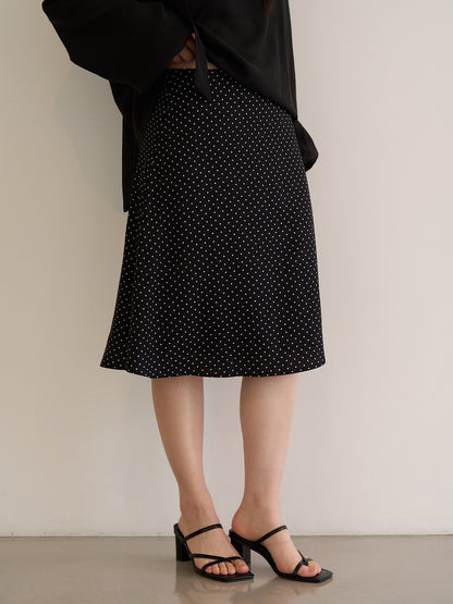 dot midi skirt