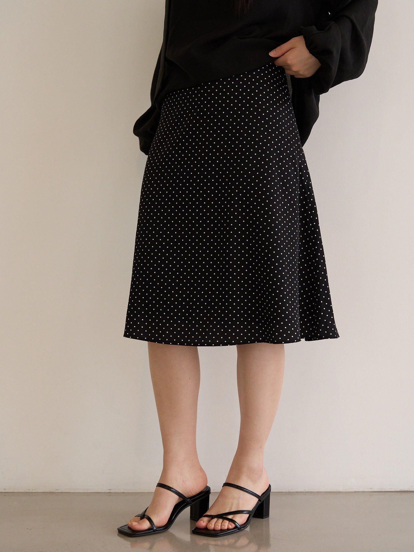 dot midi skirt