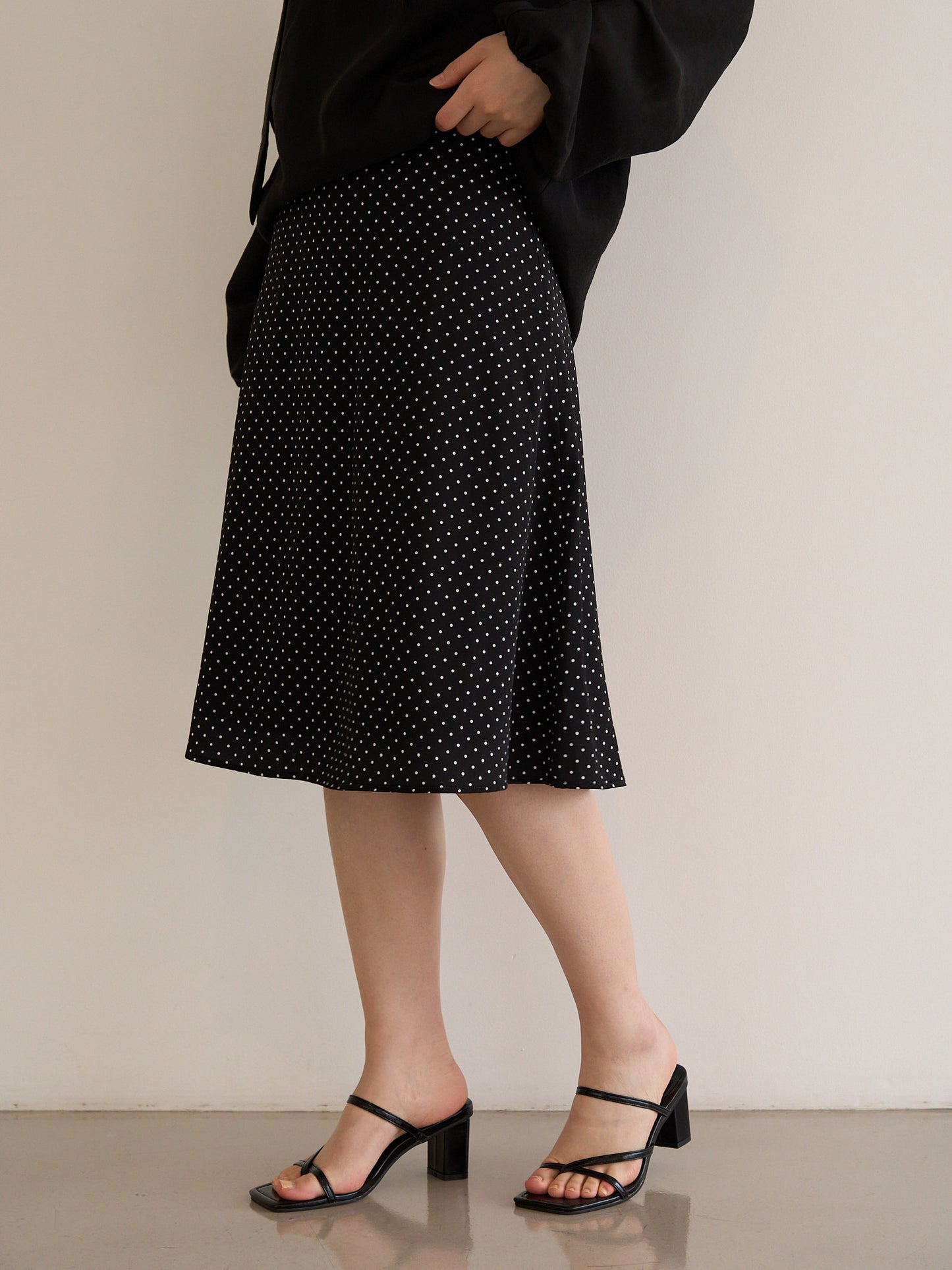 dot midi skirt