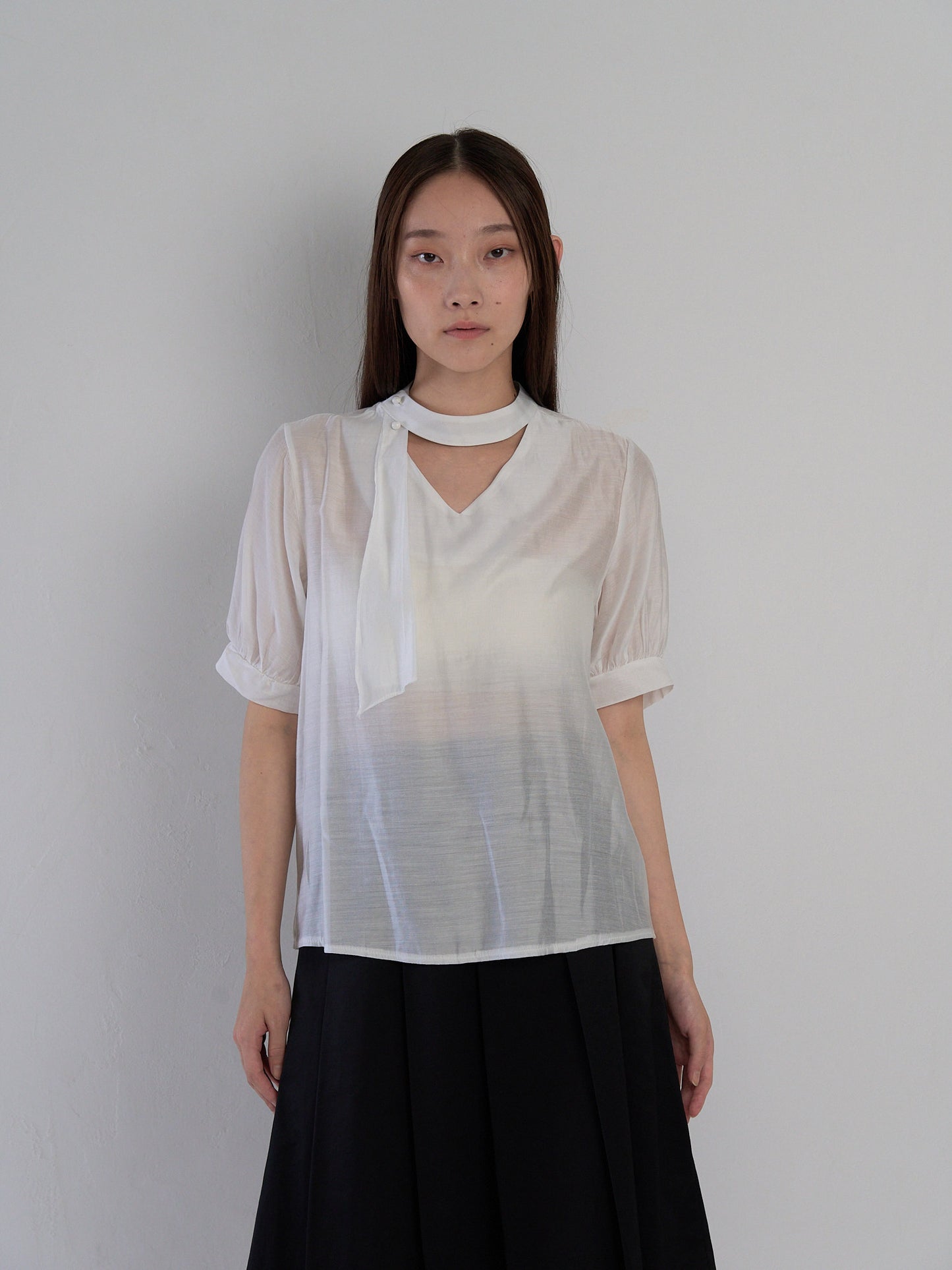 sheer tie blouse