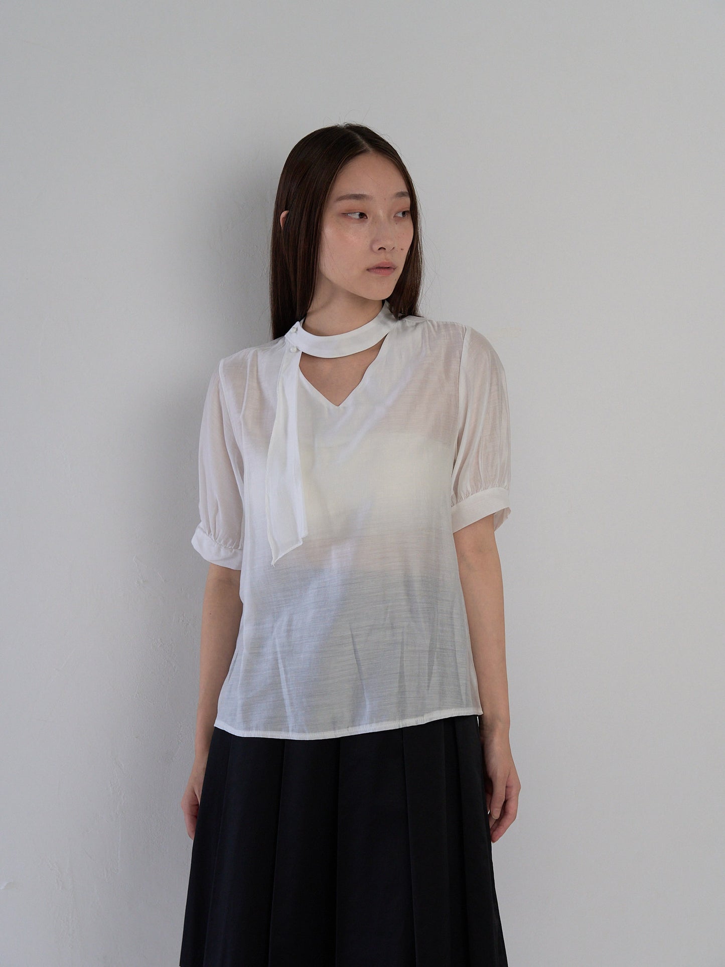 sheer tie blouse