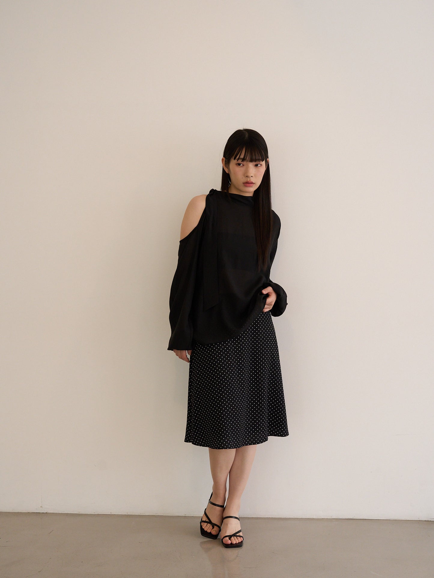 dot midi skirt