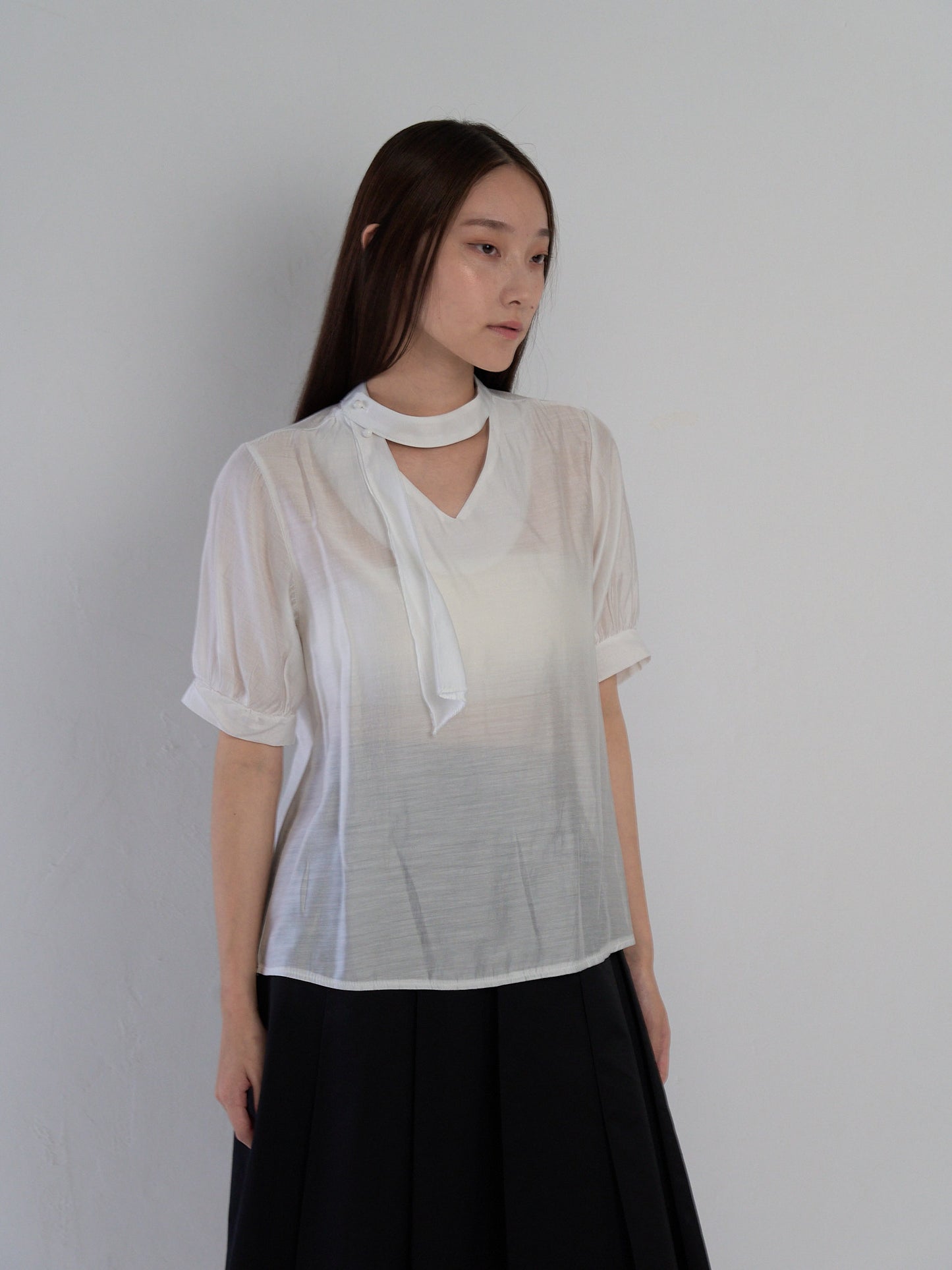 sheer tie blouse