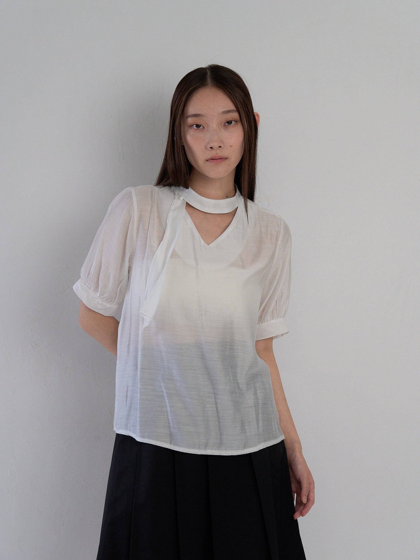 sheer tie blouse