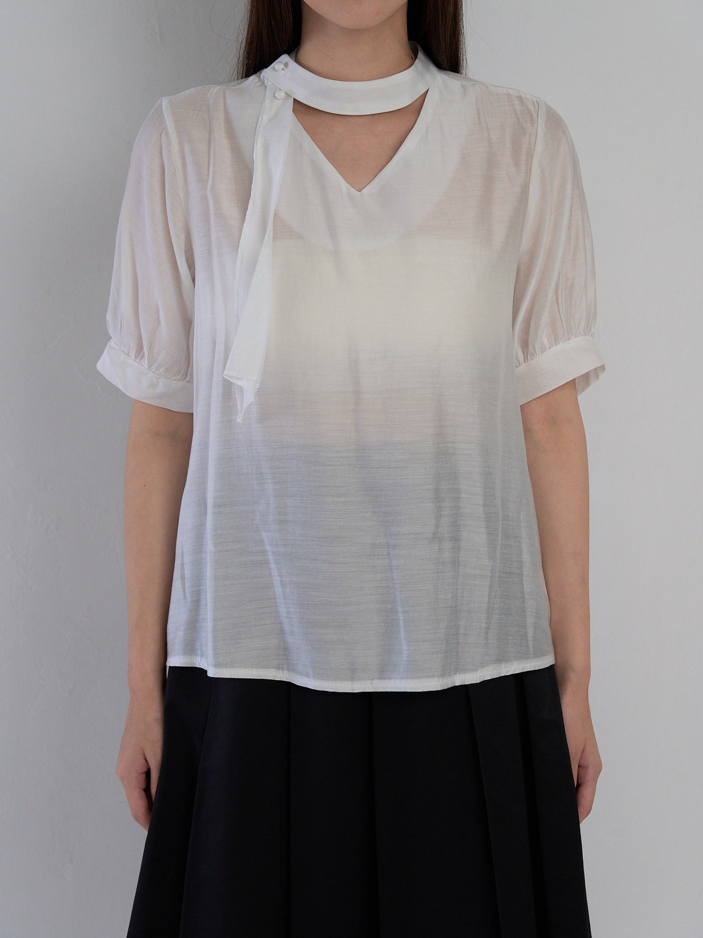 sheer tie blouse