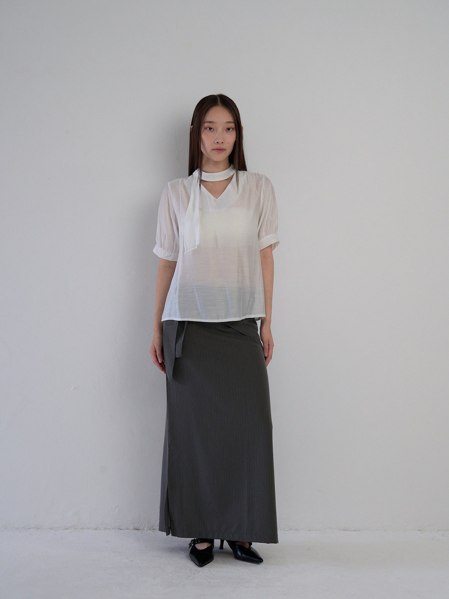 sheer tie blouse