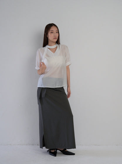 sheer tie blouse