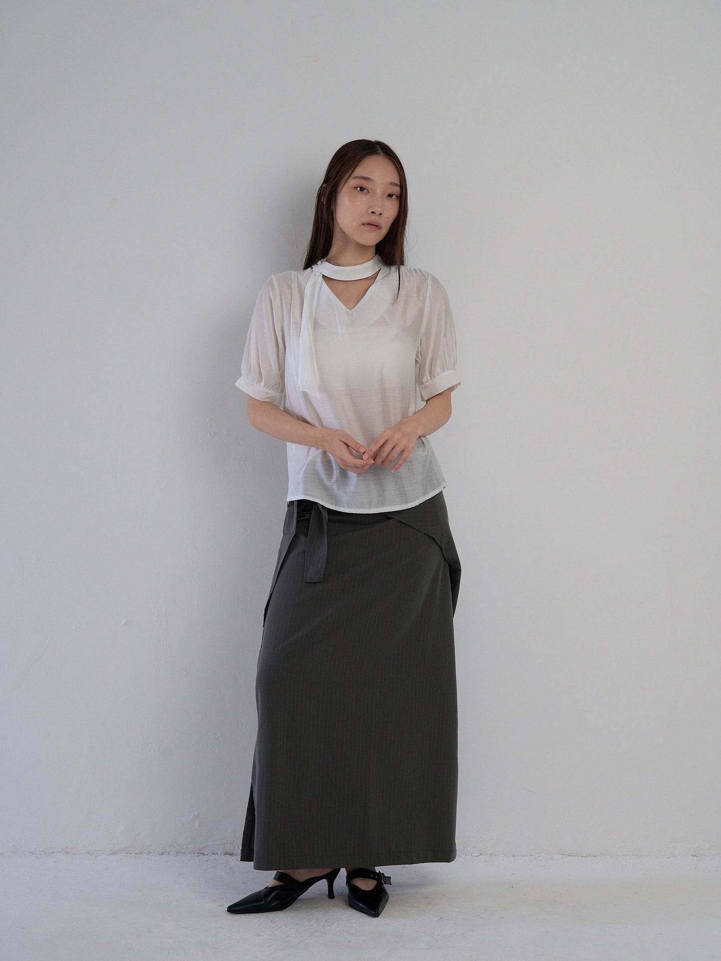 sheer tie blouse