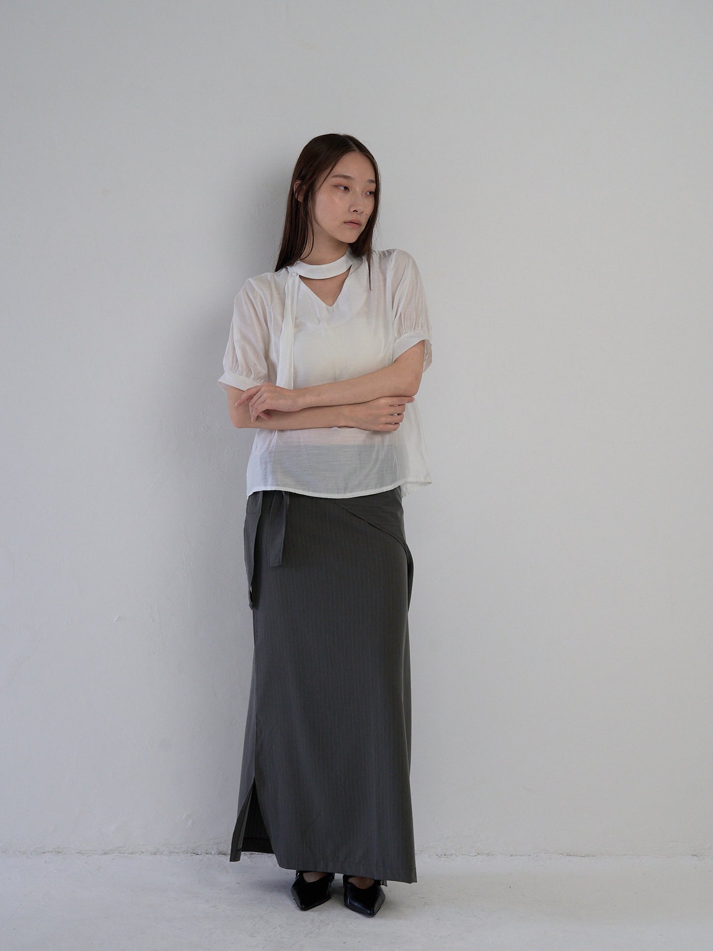 sheer tie blouse