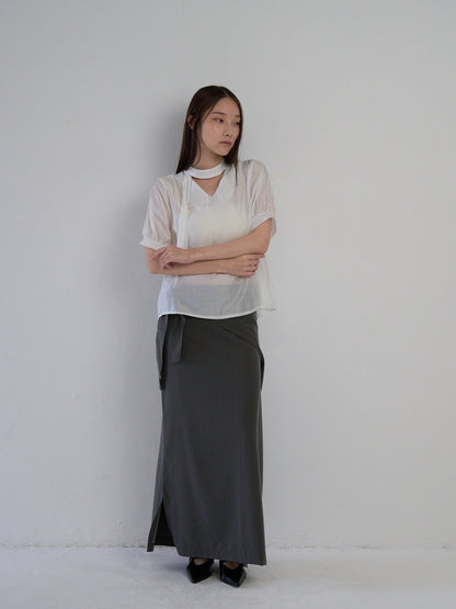 sheer tie blouse