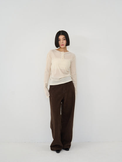 sheer velvet henley top